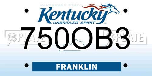 750OB3 Kentucky License Plate