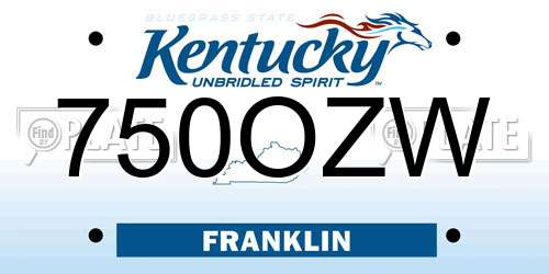 750OZW Kentucky License Plate
