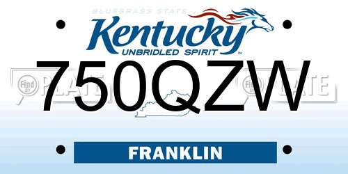 750QZW Kentucky License Plate