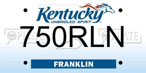 750RLN Kentucky License Plate