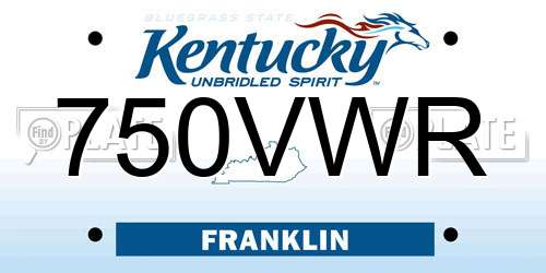 750VWR Kentucky License Plate