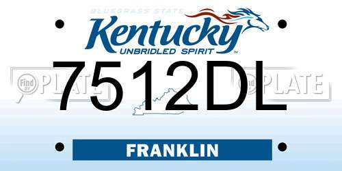 7512DL Kentucky License Plate