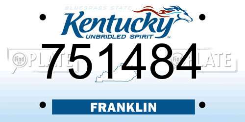 751484 Kentucky License Plate