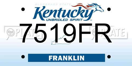 7519FR Kentucky License Plate