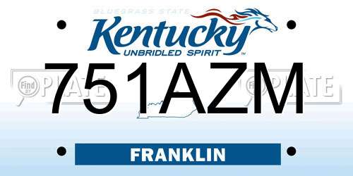 751AZM Kentucky License Plate