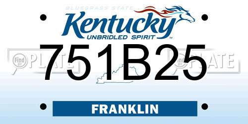 751B25 Kentucky License Plate