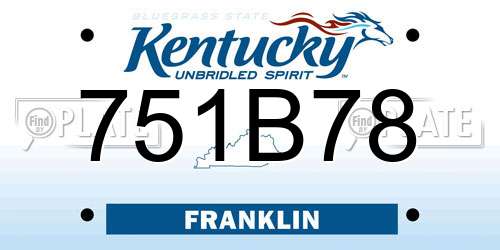 751B78 Kentucky License Plate