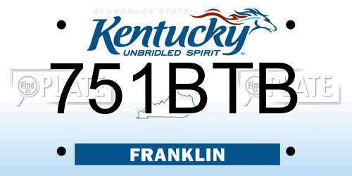 751BTB Kentucky License Plate