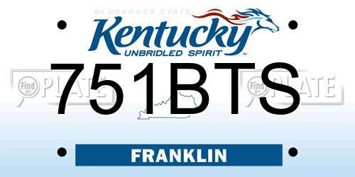 751BTS Kentucky License Plate
