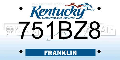 751BZ8 Kentucky License Plate