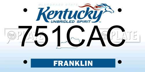 751CAC Kentucky License Plate