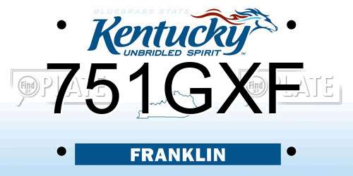 751GXF Kentucky License Plate