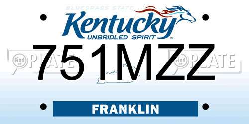 751MZZ Kentucky License Plate