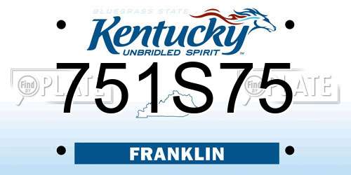 751S75 Kentucky License Plate
