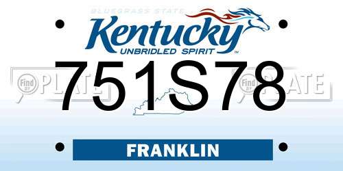 751S78 Kentucky License Plate