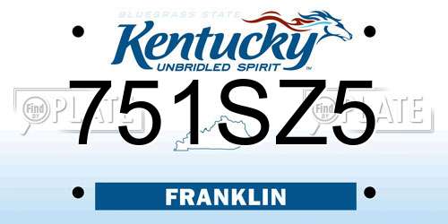 751SZ5 Kentucky License Plate