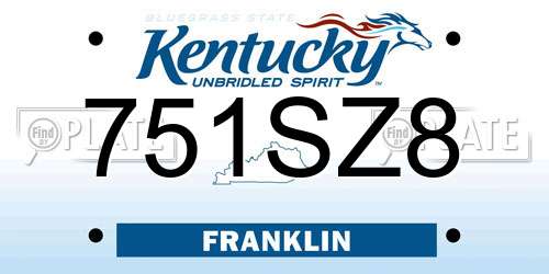 751SZ8 Kentucky License Plate