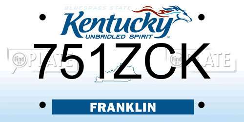 751ZCK Kentucky License Plate