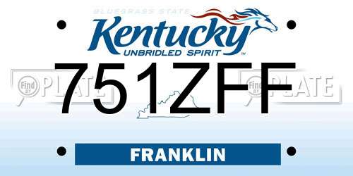 751ZFF Kentucky License Plate