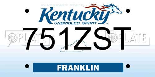 751ZST Kentucky License Plate