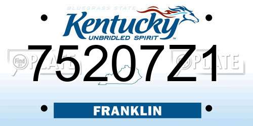 75207Z1 Kentucky License Plate