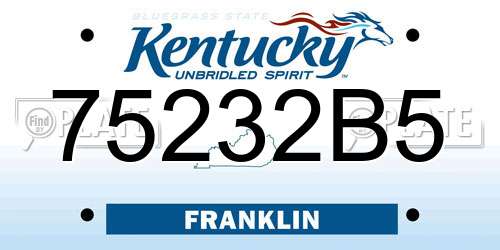 75232B5 Kentucky License Plate
