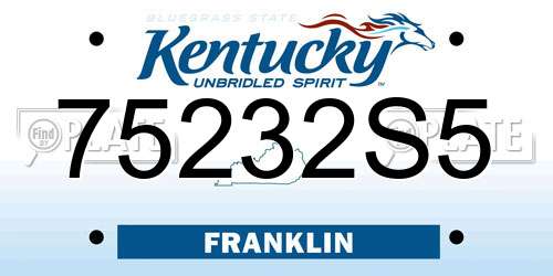 75232S5 Kentucky License Plate