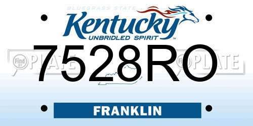 7528RO Kentucky License Plate