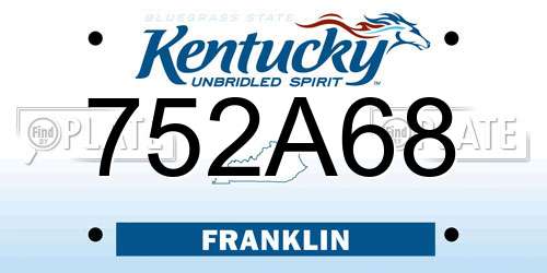 752A68 Kentucky License Plate