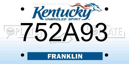 752A93 Kentucky License Plate