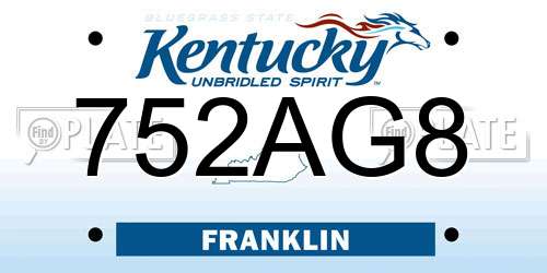 752AG8 Kentucky License Plate