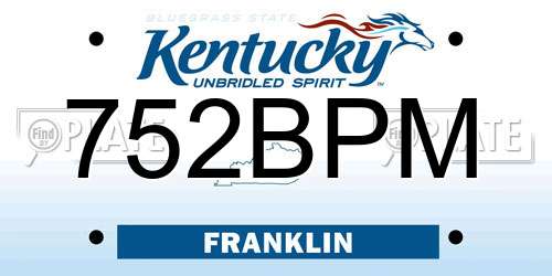 752BPM Kentucky License Plate