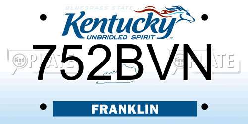 752BVN Kentucky License Plate