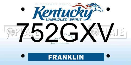 752GXV Kentucky License Plate