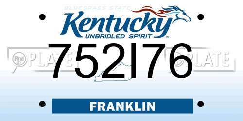 752I76 Kentucky License Plate