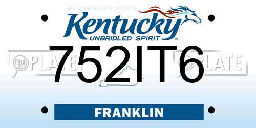 752IT6 Kentucky License Plate
