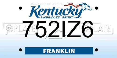 752IZ6 Kentucky License Plate
