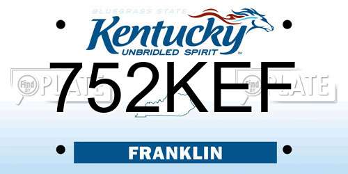 752KEF Kentucky License Plate