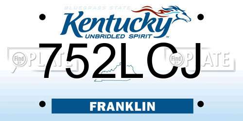 752LCJ Kentucky License Plate
