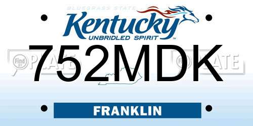 752MDK Kentucky License Plate