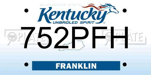 752PFH Kentucky License Plate