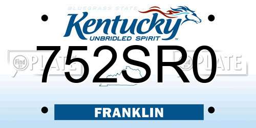 752SR0 Kentucky License Plate