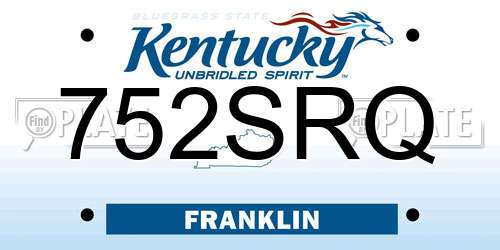 752SRQ Kentucky License Plate