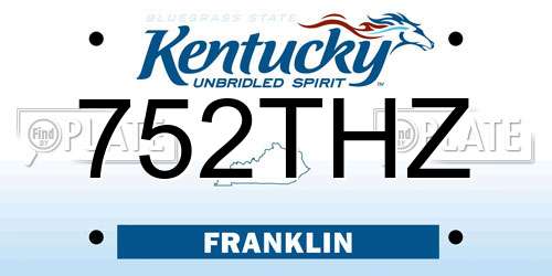 752THZ Kentucky License Plate