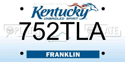752TLA Kentucky License Plate