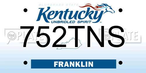 752TNS Kentucky License Plate