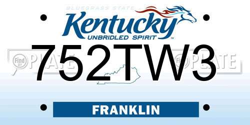 752TW3 Kentucky License Plate