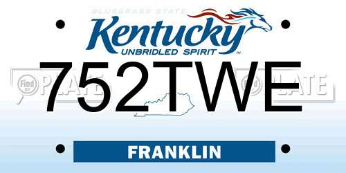 752TWE Kentucky License Plate