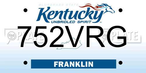 752VRG Kentucky License Plate