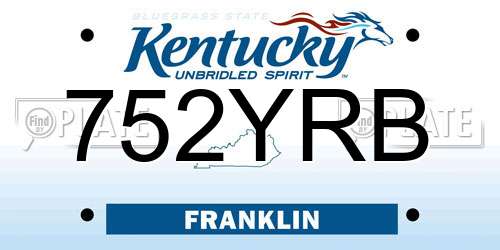 752YRB Kentucky License Plate